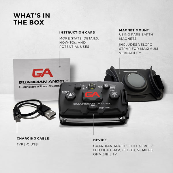 Guardian Angel Elite Red Blue police safety light mounted on patrol vest – waterproof and rechargeable visibility device