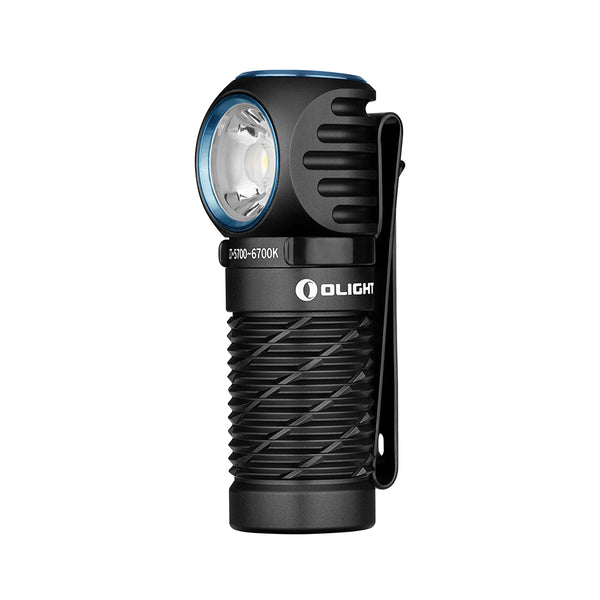 Olight Perun 2 Mini right-angle torch – MOLLE-compatible and red-light ready, ideal for vest mounting, available at Major Industries