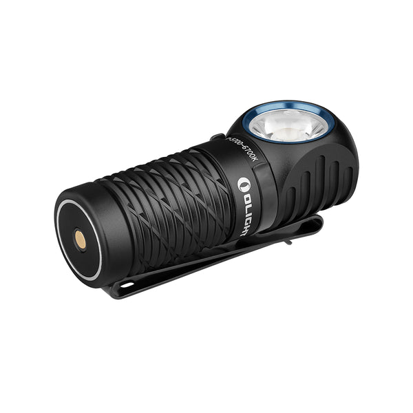 Olight Perun 2 Mini right-angle torch – MOLLE-compatible and red-light ready, ideal for vest mounting, available at Major Industries