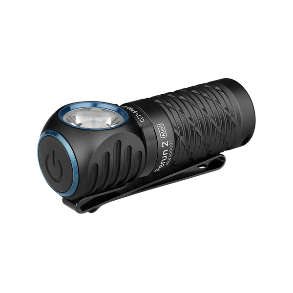 Olight Perun 2 Mini right-angle torch – MOLLE-compatible and red-light ready, ideal for vest mounting, available at Major Industries