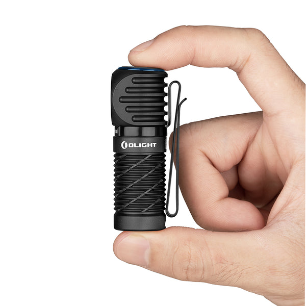 Olight Perun 2 Mini right-angle torch – MOLLE-compatible and red-light ready, ideal for vest mounting, available at Major Industries
