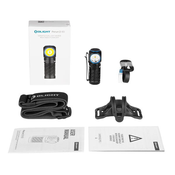 Olight Perun 2 Mini right-angle torch – MOLLE-compatible and red-light ready, ideal for vest mounting, available at Major Industries