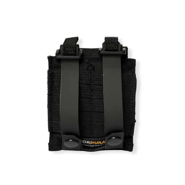 Kanga Systems Halt Handcuff Pouch with premium Cordura® construction for securely carrying standard chain and hinged handcuffs on MOLLE platforms or duty belts.