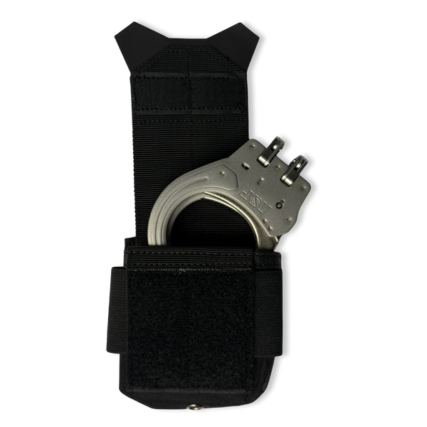 Kanga Systems Halt Handcuff Pouch with premium Cordura® construction for securely carrying standard chain and hinged handcuffs on MOLLE platforms or duty belts.