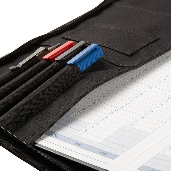 Open black Platatac A4 TF Day Book Folder with issued day book