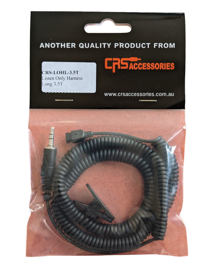 CRS earpiece cable with 3.5mm threaded connector for compatible Motorola APX equipment