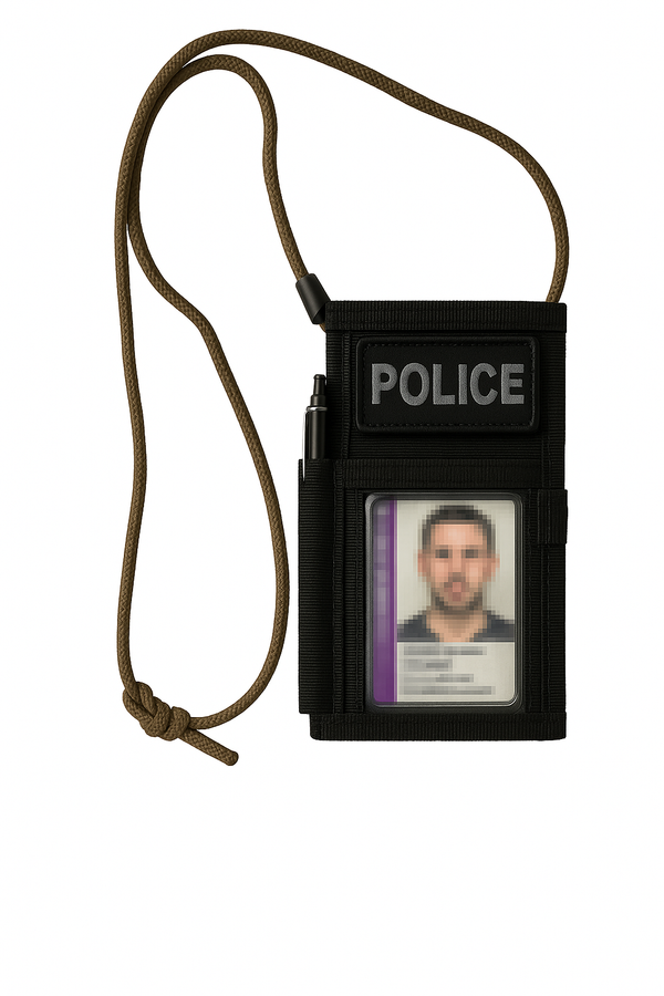 Platatac SCIP black police ID lanyard and notebook holder