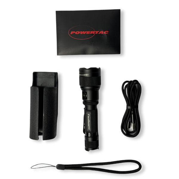 PowerTac FlexBeam GEN2 2000-lumen adjustable-beam flashlight
