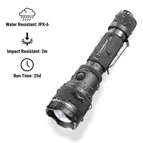 PowerTac FlexBeam GEN2 2000-lumen adjustable-beam flashlight