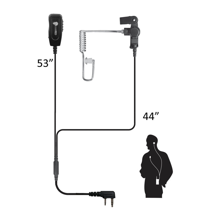CodeRED Investigator two-wire microphone and acoustic tube earpiece with M7 connector