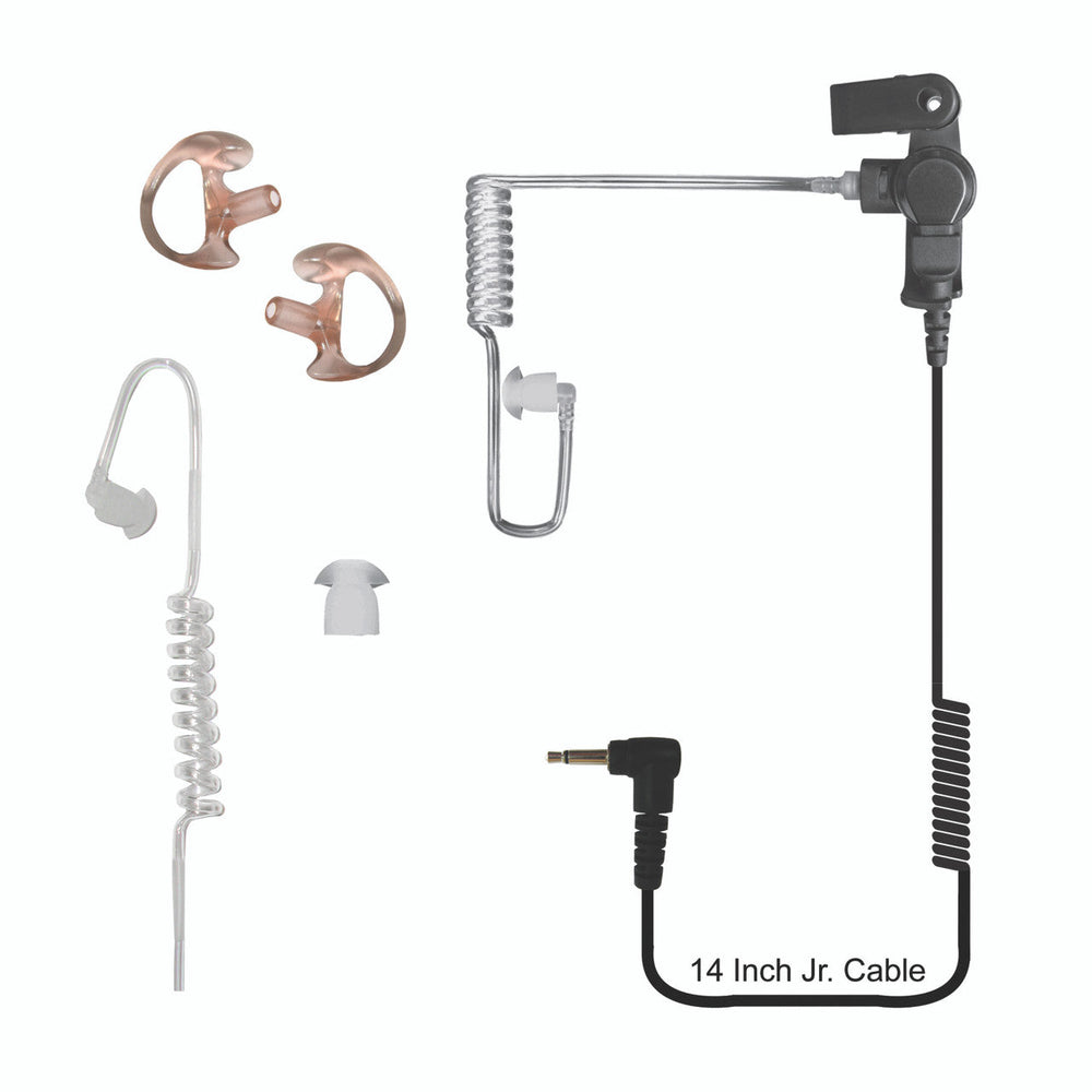 CodeRED Silent listen-only acoustic tube radio earpiece with 3.5mm and M2 connector options