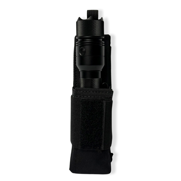 Kanga Systems Arc Flashlight Pouch mounted with a tactical flashlight, featuring Cordura® construction, elastic side panels and MOLLE-compatible attachment for duty belts and operational load-outs.