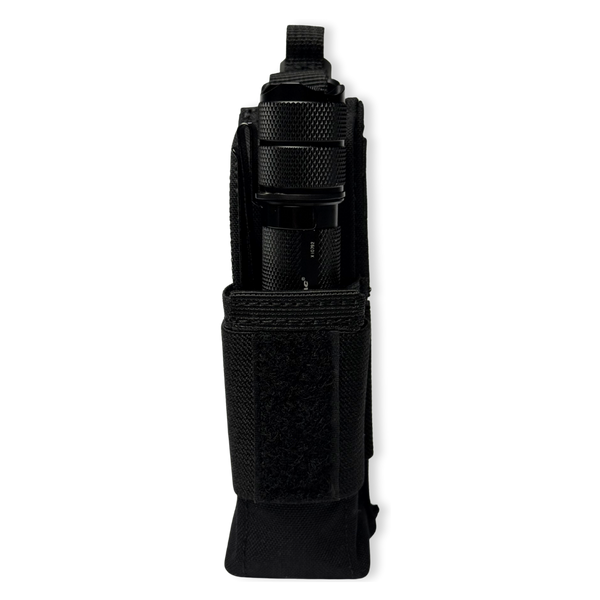 Kanga Systems Arc Flashlight Pouch mounted with a tactical flashlight, featuring Cordura® construction, elastic side panels and MOLLE-compatible attachment for duty belts and operational load-outs.