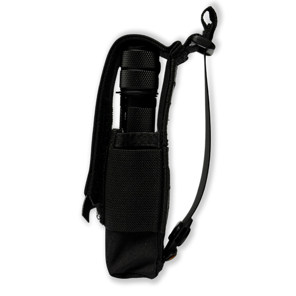 Kanga Systems Arc Flashlight Pouch mounted with a tactical flashlight, featuring Cordura® construction, elastic side panels and MOLLE-compatible attachment for duty belts and operational load-outs.
