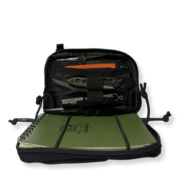 Black Kanga Systems Node Admin Pouch with MOLLE-compatible mounting and internal organiser compartments.