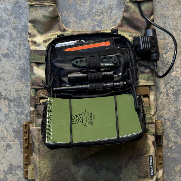 Black Kanga Systems Node Admin Pouch with MOLLE-compatible mounting and internal organiser compartments.