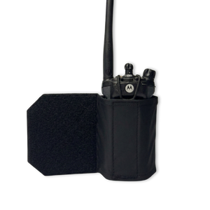 Black Kanga Systems Relay Side Wing Radio Pouch designed for securely carrying a Motorola APX 6000 radio on MOLLE-compatible equipment.