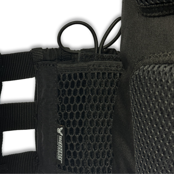Black Kanga Systems Relay Side Wing Radio Pouch designed for securely carrying a Motorola APX 6000 radio on MOLLE-compatible equipment.