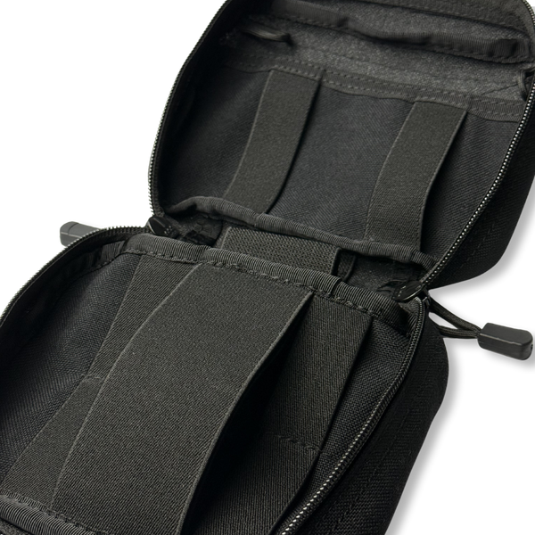 Black Kanga Systems Shift Rip-Away Medical Pouch with MOLLE-compatible mounting and removable platform for organising essential medical equipment.