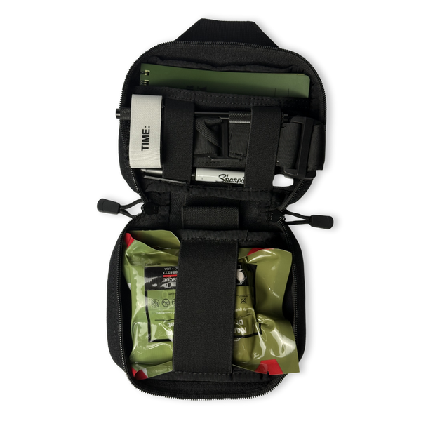 Black Kanga Systems Shift Rip-Away Medical Pouch with MOLLE-compatible mounting and removable platform for organising essential medical equipment.