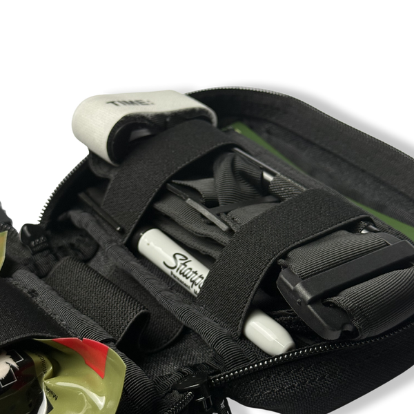 Black Kanga Systems Shift Rip-Away Medical Pouch with MOLLE-compatible mounting and removable platform for organising essential medical equipment.