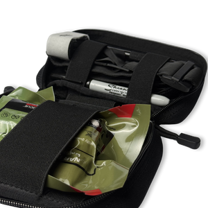 Black Kanga Systems Shift Rip-Away Medical Pouch with MOLLE-compatible mounting and removable platform for organising essential medical equipment.